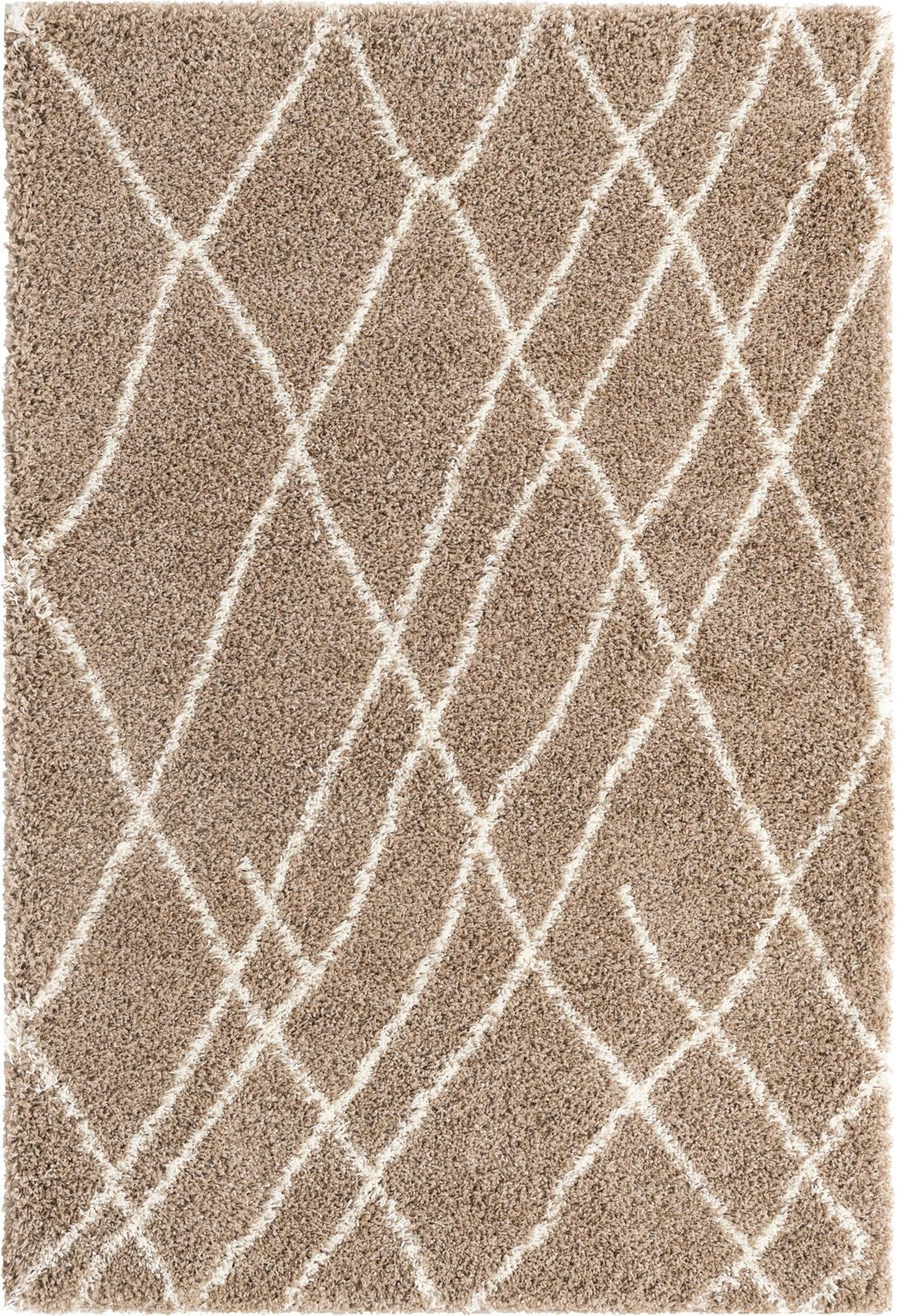 2' x 3' Clearbrook · Diamond shag rug, khaki and ivory