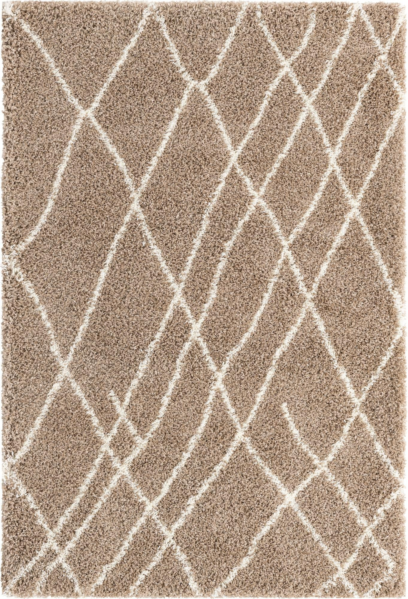 2' x 3' Clearbrook · Diamond shag rug, khaki and ivory