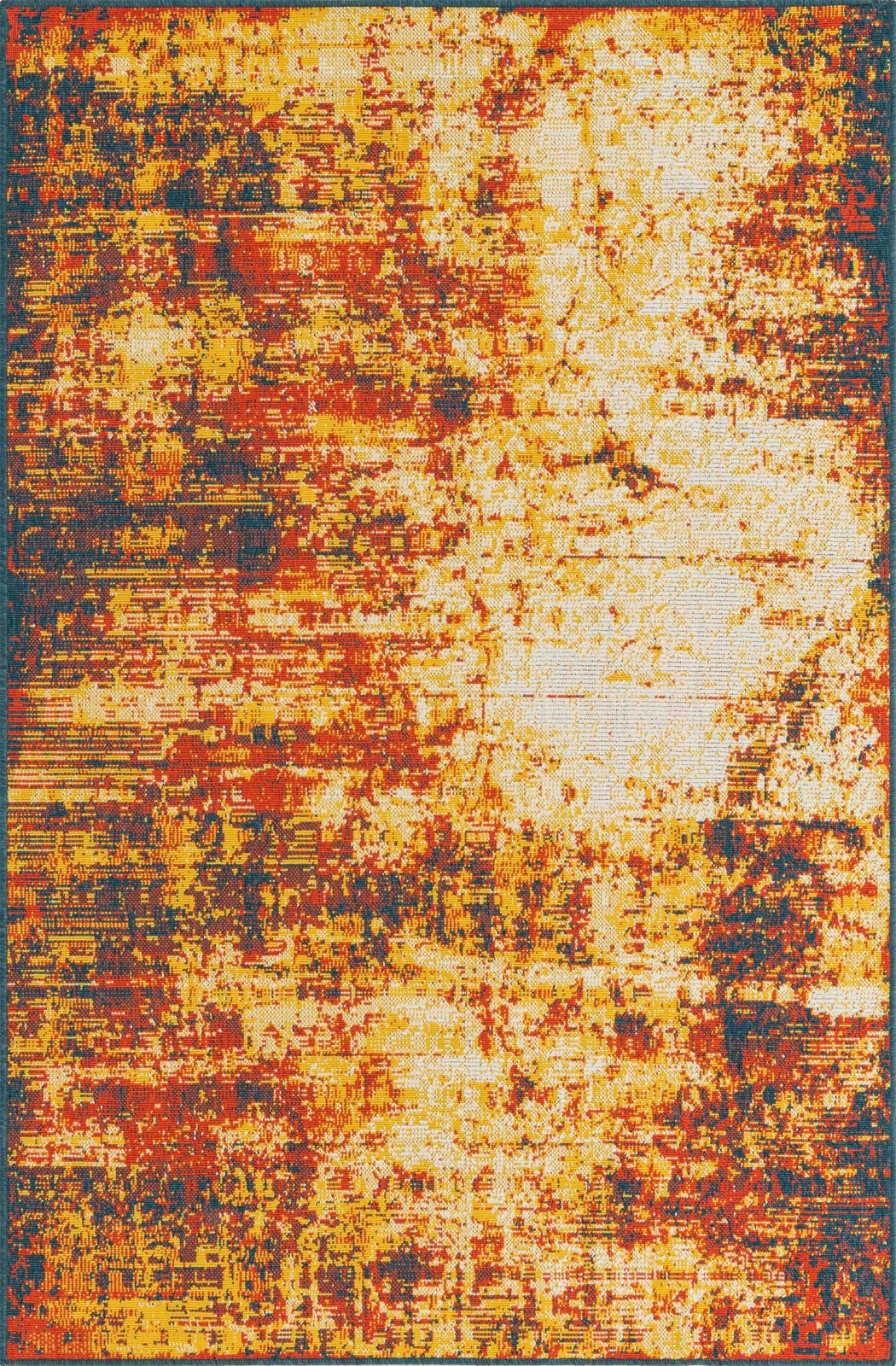 5' 3 x 8' Ward · Abstract Outdoor Rug, terracotta and yellow