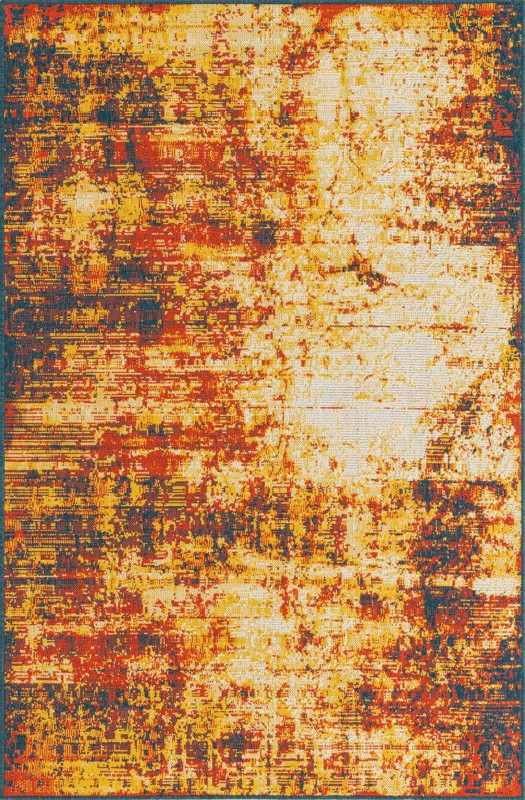 5' 3 x 8' Ward · Abstract Outdoor Rug, terracotta and yellow