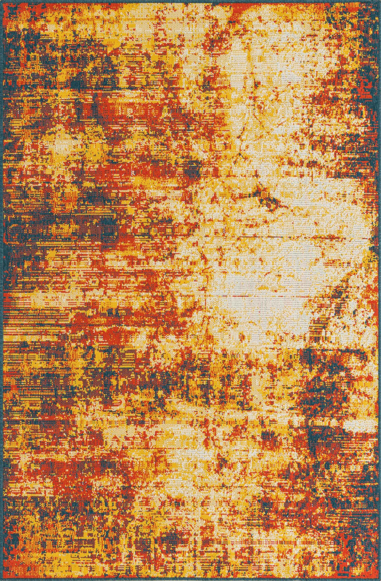 5' 3 x 8' Ward · Abstract Outdoor Rug, terracotta and yellow