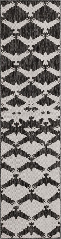 Wayland · Bird tessellation Outdoor Rug, black and white