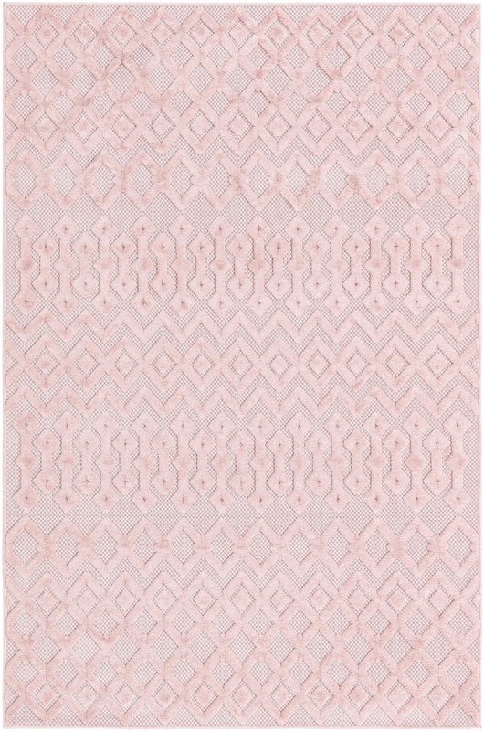 5' 3 x 8' Creed · Geometric trellis Outdoor Rug, light pink