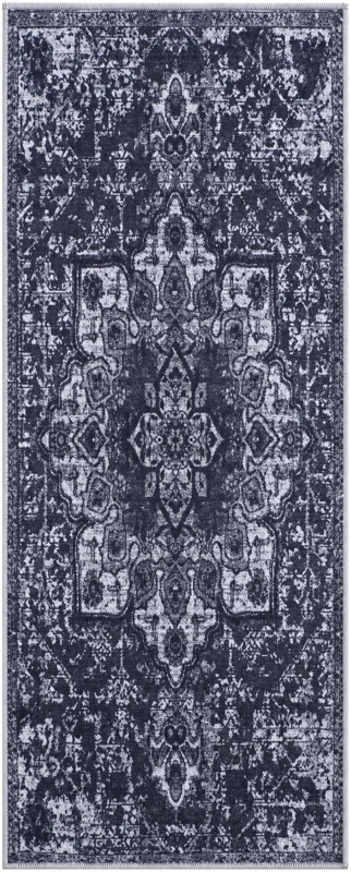 2' x 5' Rideout · Distressed medallion rug, charcoal and gray