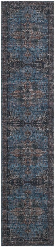 2' 7 x 12' Roarke · Distressed medallion rug, blue and rust