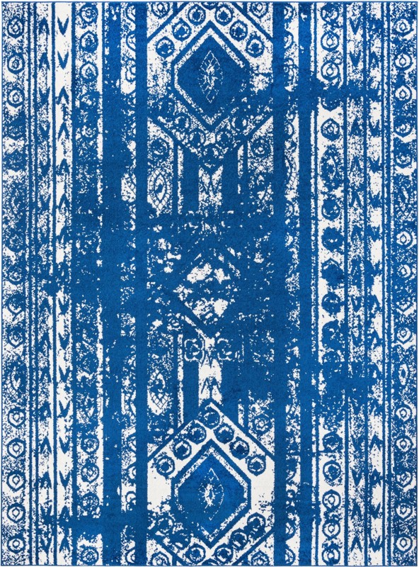 9' x 12' Underhill · Tribal rug, navy and ivory
