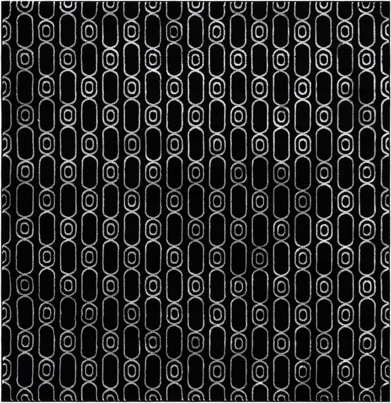 7' 10 x 7' 10 Renwick · Geometric rug, black and silver