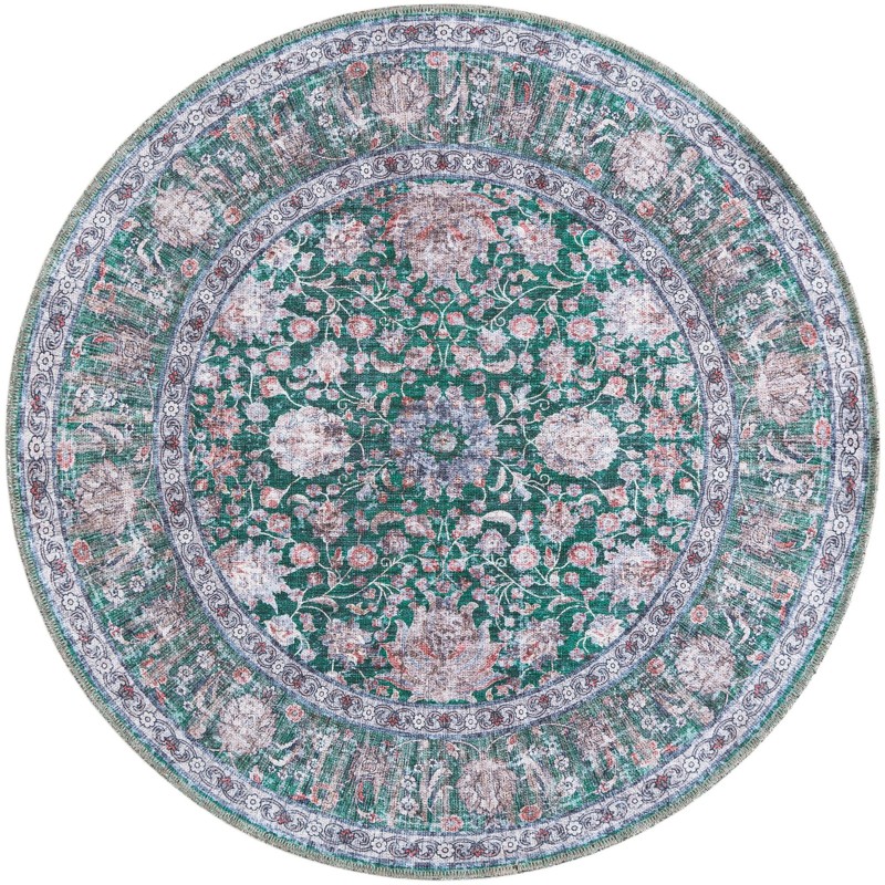 Bertie · Floral rug, emerald and ivory