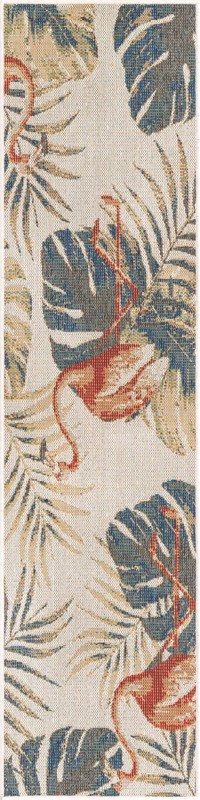 2' x 7' 10 Ridgway · Flamingo Outdoor Rug, ivory and rust red