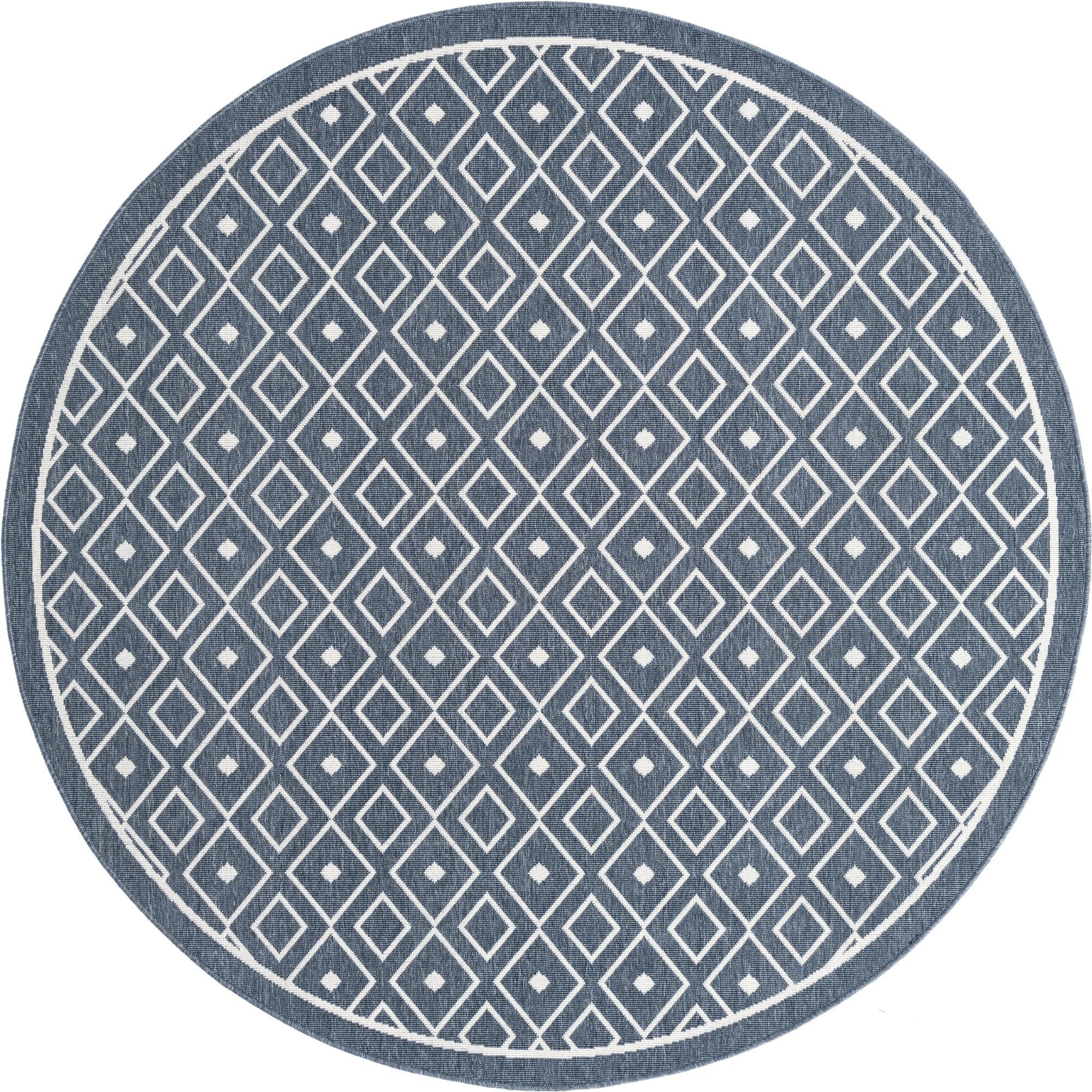 7' x 7' Revell · Border Outdoor Rug, navy