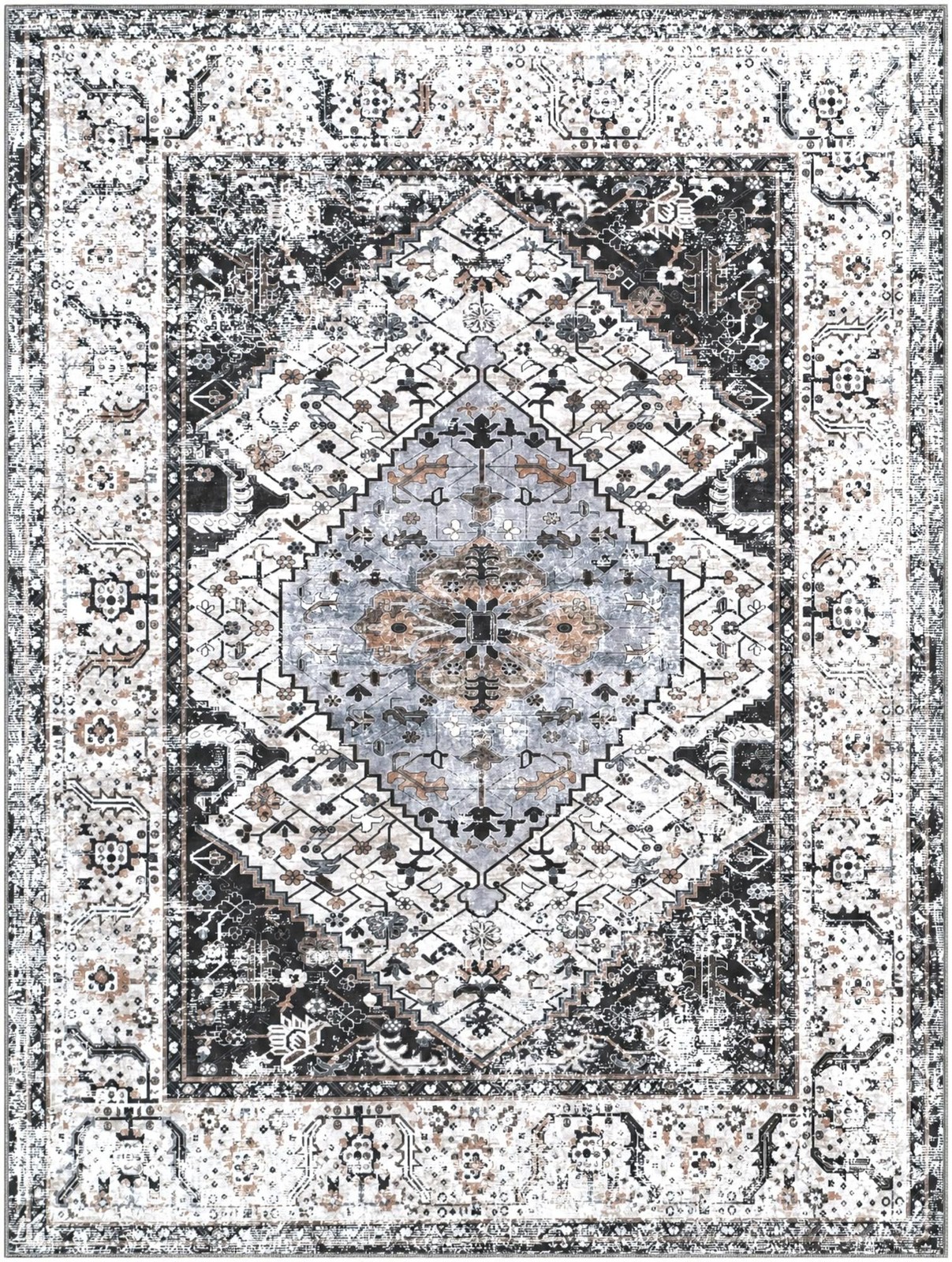 9' x 12' Tatlock · Border rug, ivory almond