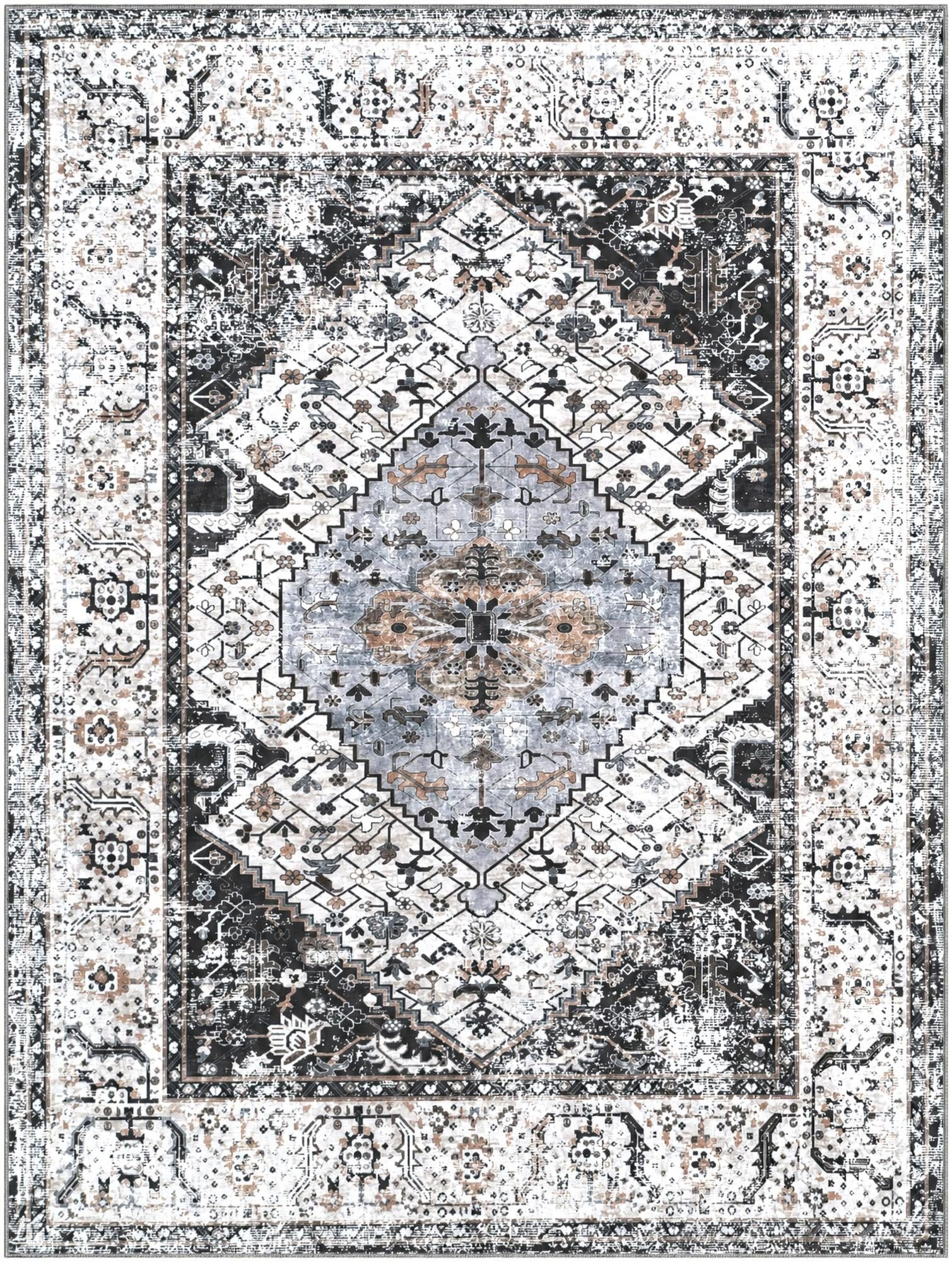 9' x 12' Tatlock · Border rug, ivory almond