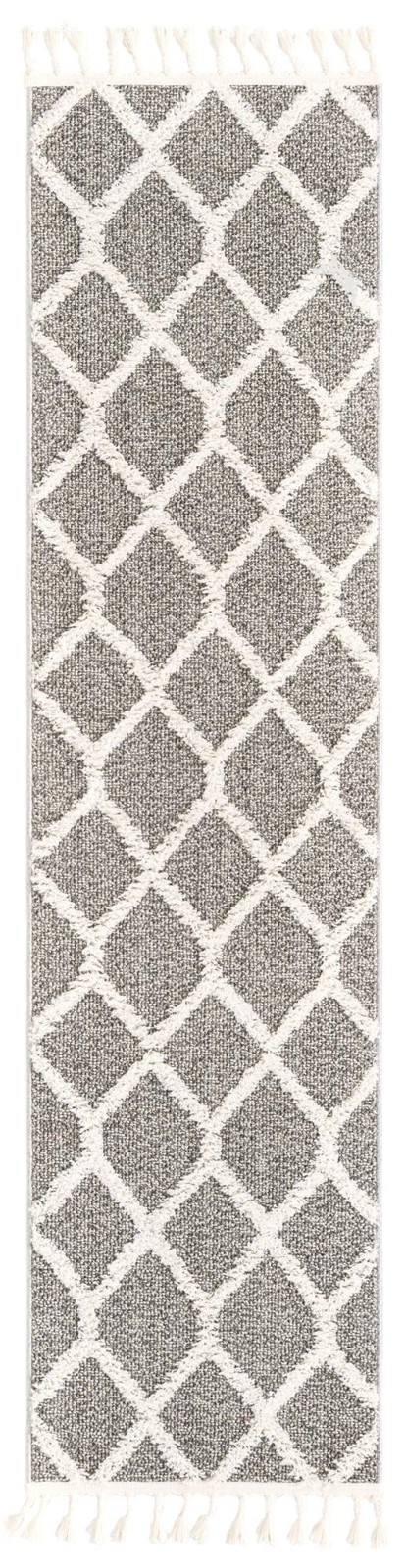 2' x 8' Kirkwood · Geometric trellis rug, gray and ivory