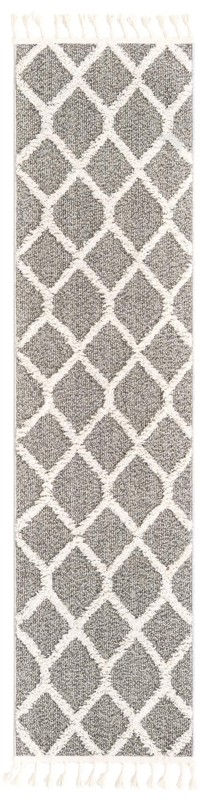 2' x 8' Kirkwood · Geometric trellis rug, gray and ivory