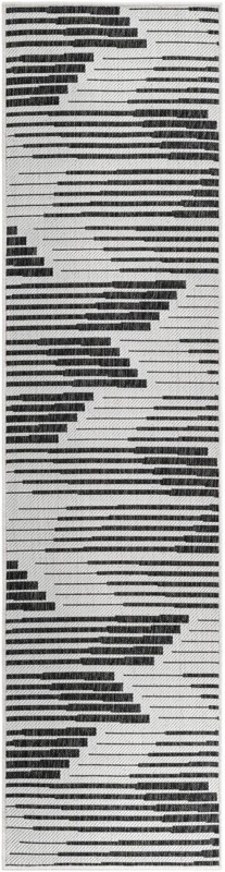 Flax · Abstract Outdoor Rug, black and white