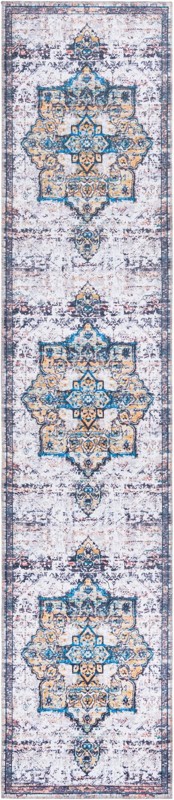 2' 7 x 12' Rideout · Medallion Washable Rug, white and blue