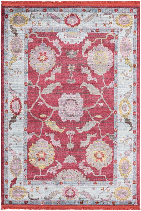 4' 3 x 6' Pope · Border rug, red