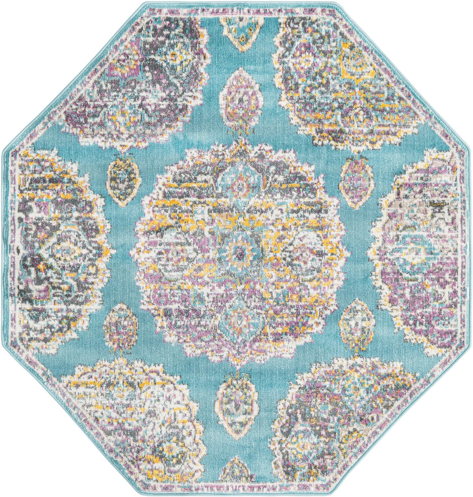 4' x 4' Mather · Medallion rug, blue
