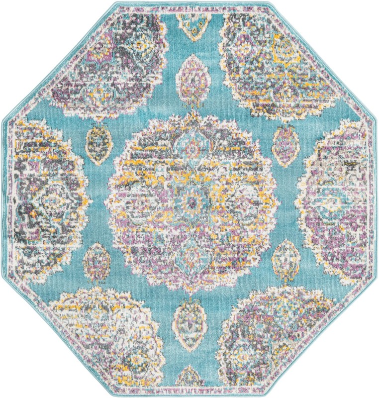 4' x 4' Mather · Medallion rug, blue