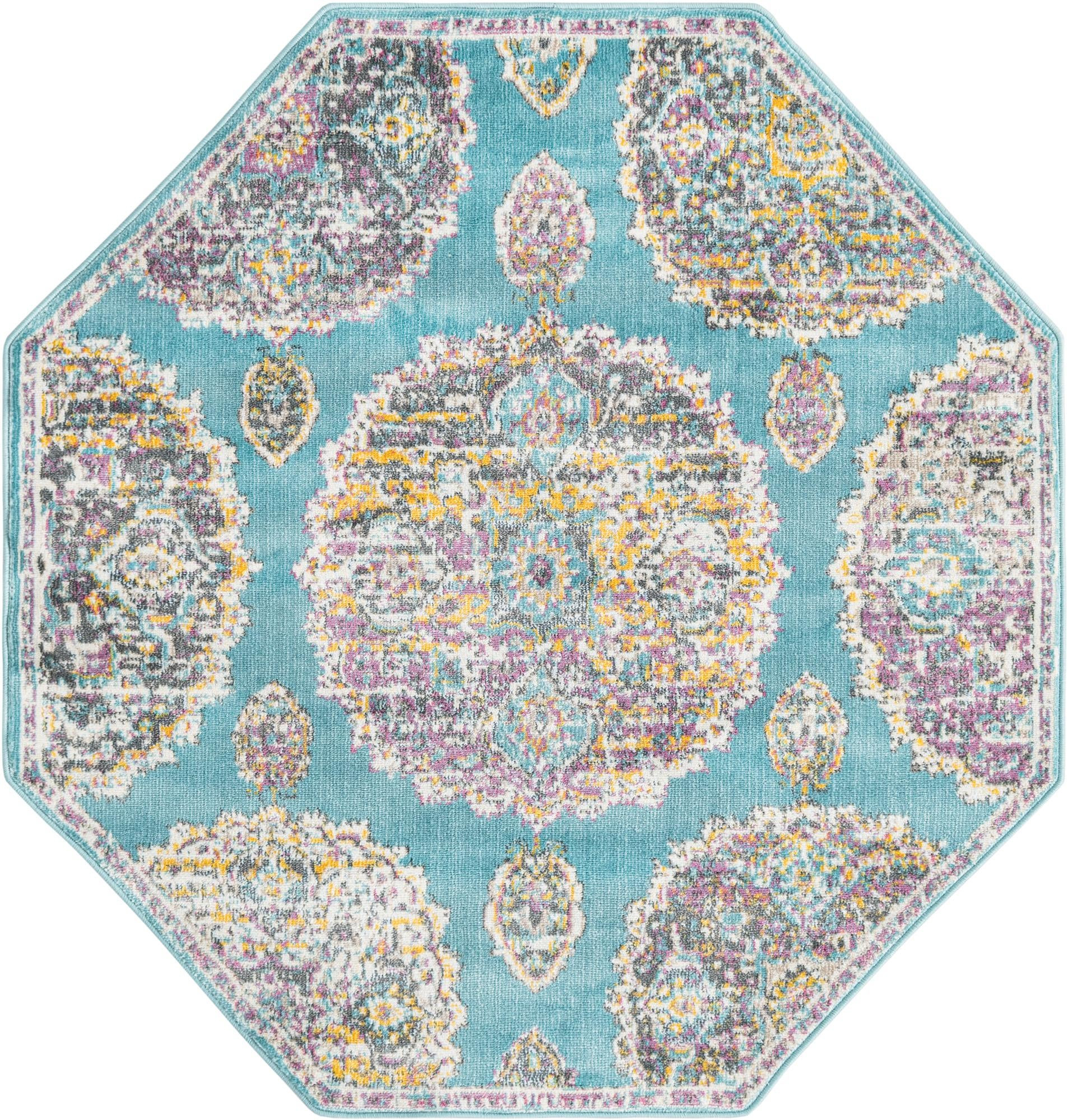 4' x 4' Mather · Medallion rug, blue