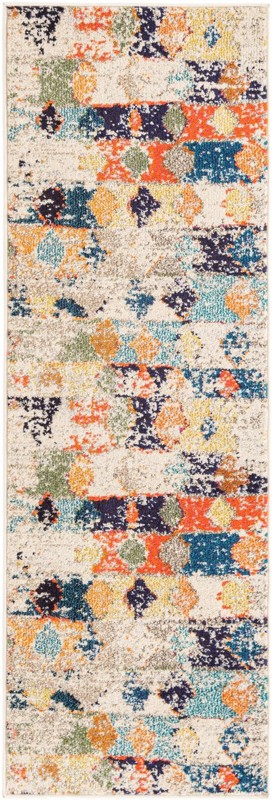 Oakes · Abstract Washable Rug, ivory