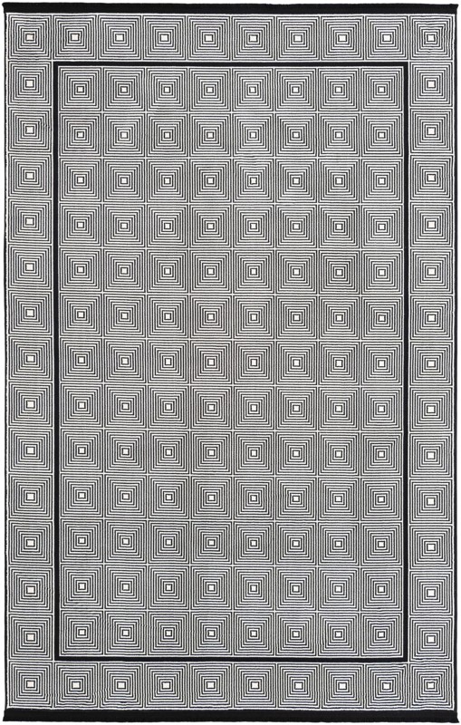 6' 1 x 9' Goddard · Border rug, black and white