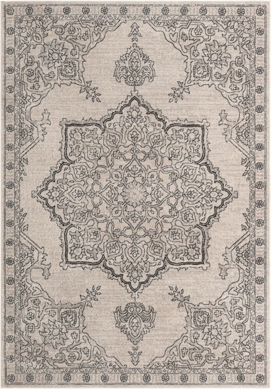 7' x 10' Wade · Medallion rug, ivory and gray