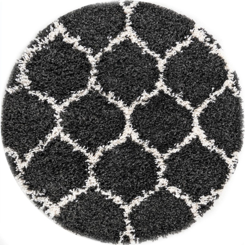 3' 3 x 3' 3 Everett · Lattice shag rug, black and white