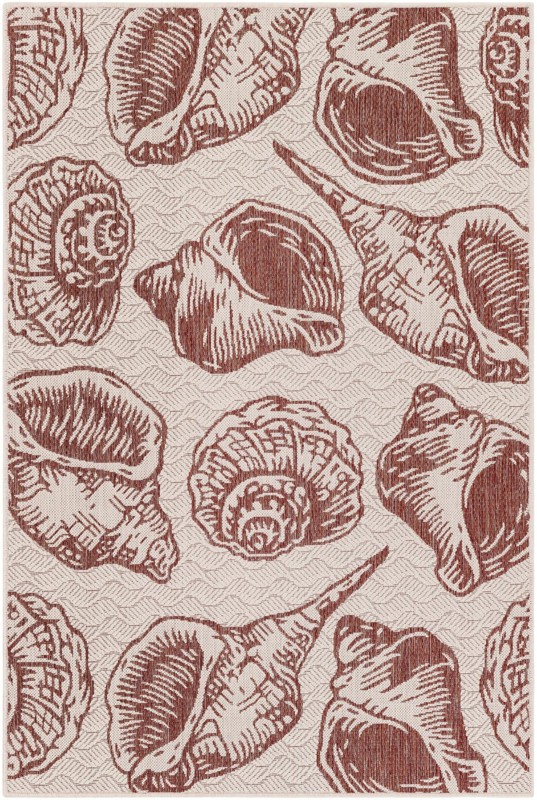 4' x 6' Arcata · Pictoral Outdoor Rug, ivory and rust red