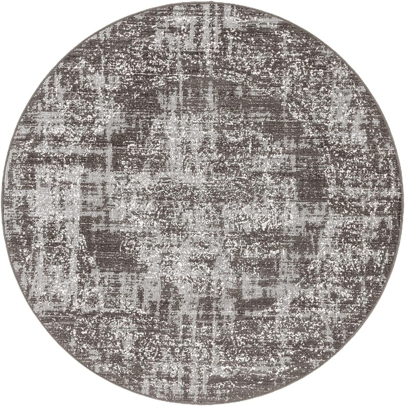 5' 3 x 5' 3 Leighton · Distressed medallion rug, gray and ivory