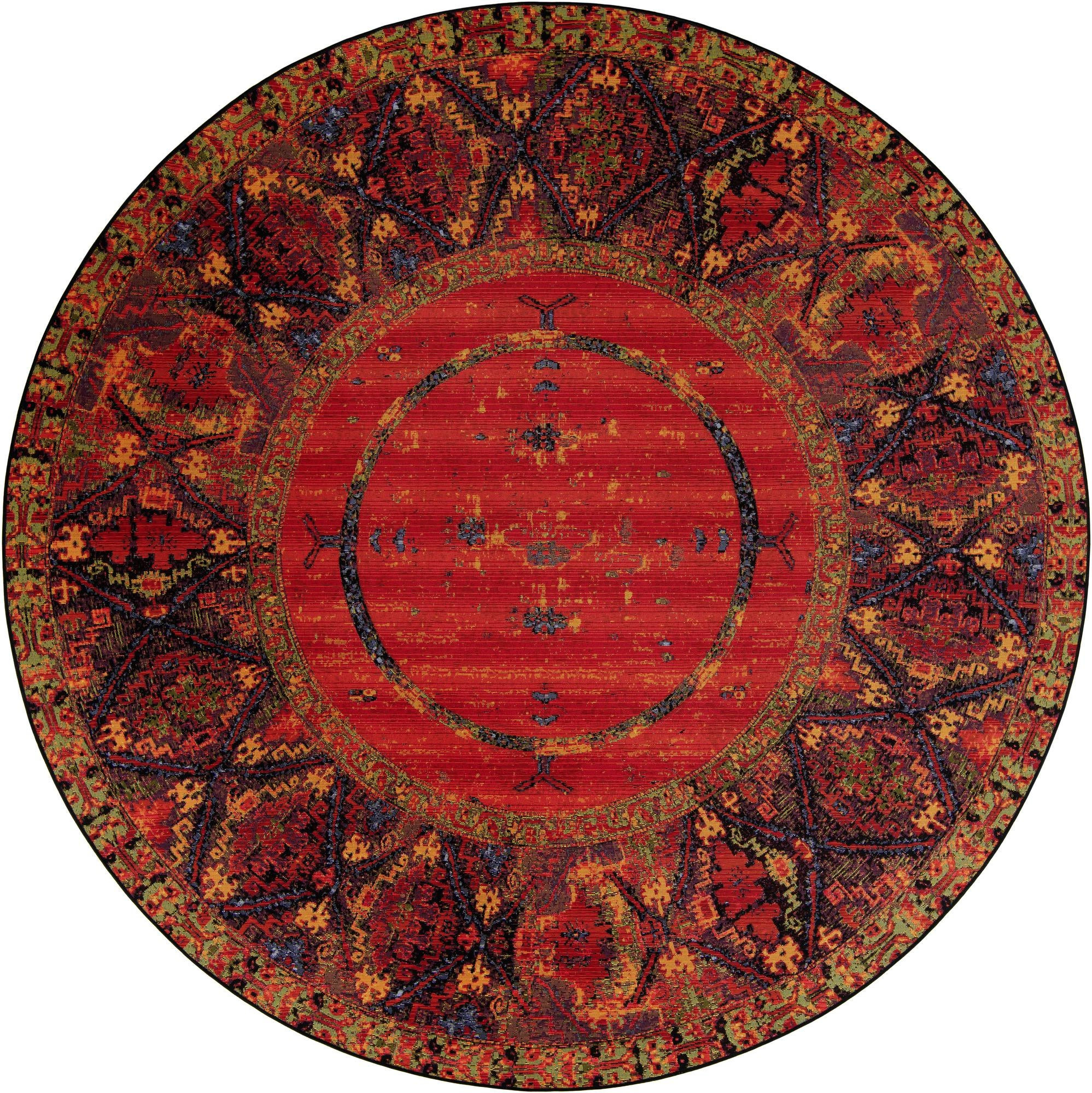 10' x 10' Lomax · Medallion Outdoor Rug, red and black