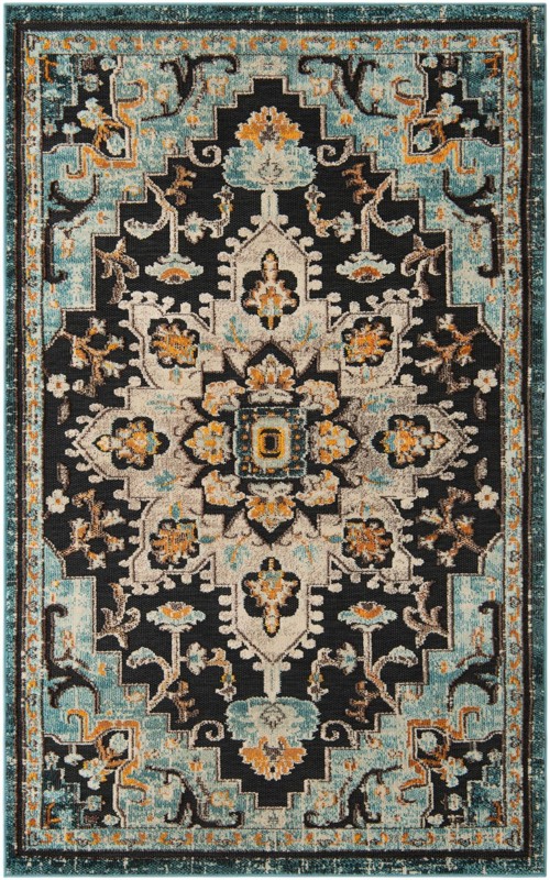 5' 3 x 8' Oldham · Border Outdoor Rug, navy blue