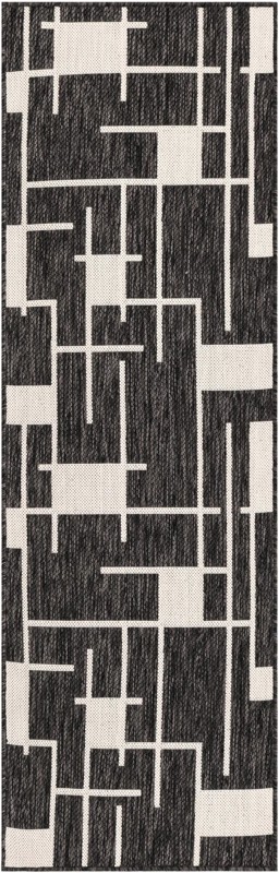 Gillespie · Abstract Outdoor Rug, black and white