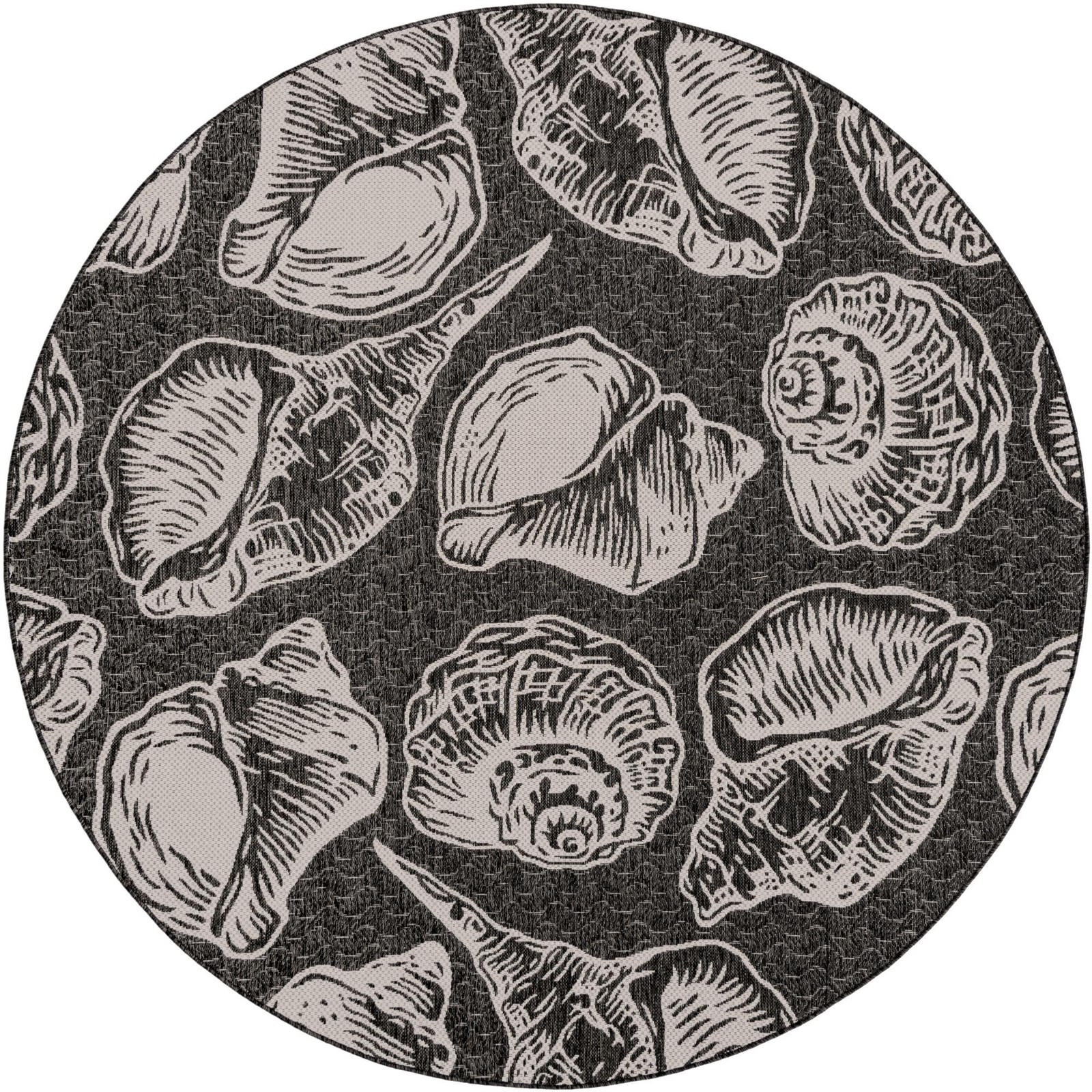 7' 10 x 7' 10 Arcata · Seashell Outdoor Rug, black and white