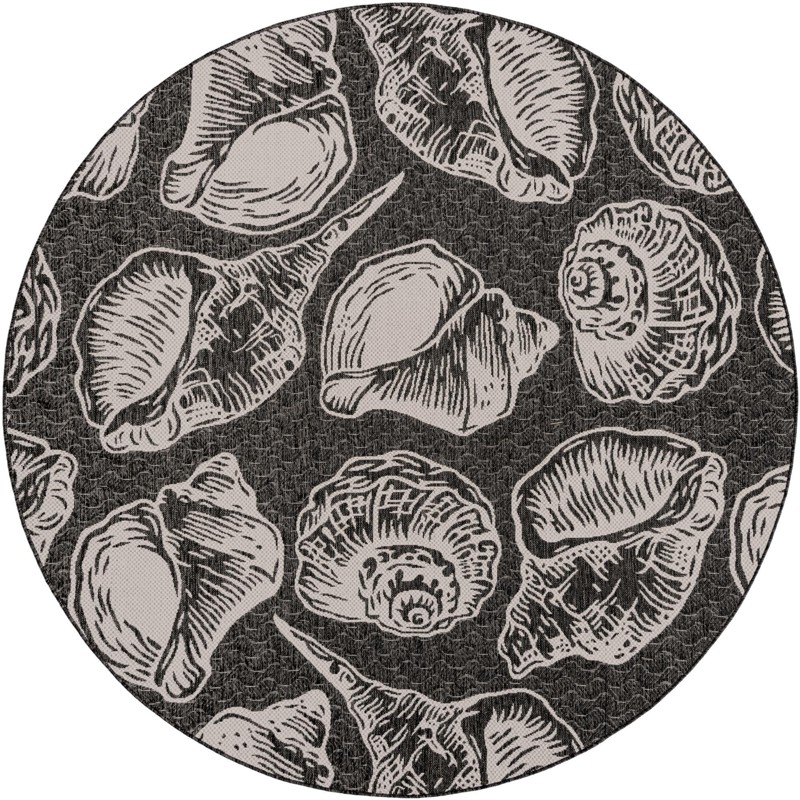 7' 10 x 7' 10 Arcata · Seashell Outdoor Rug, black and white