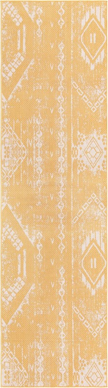 2' 7 x 12' Wildman · Geometric Outdoor Rug, yellow