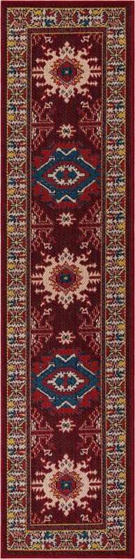 2' x 8' Waxwing · Border Outdoor Rug, red