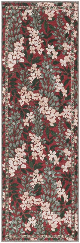 Hanson · Floral rug, coral and green