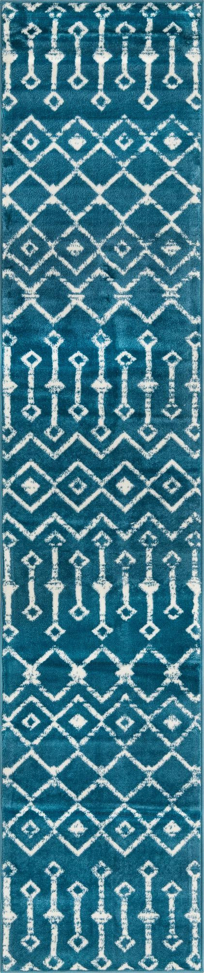 2' x 9' 10 Dudley · Chevron rug, blue