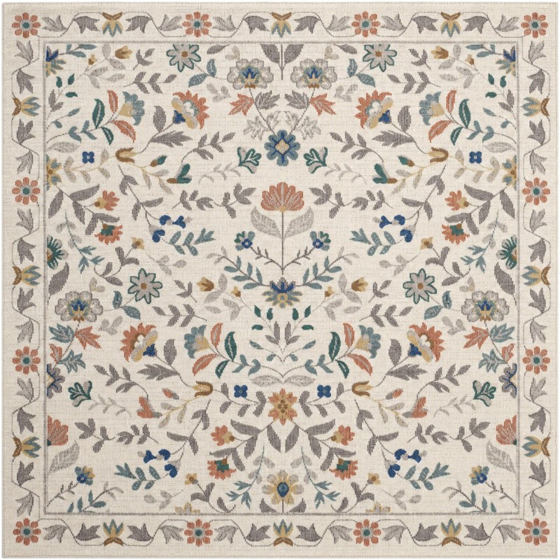Coriander · Border rug, ivory