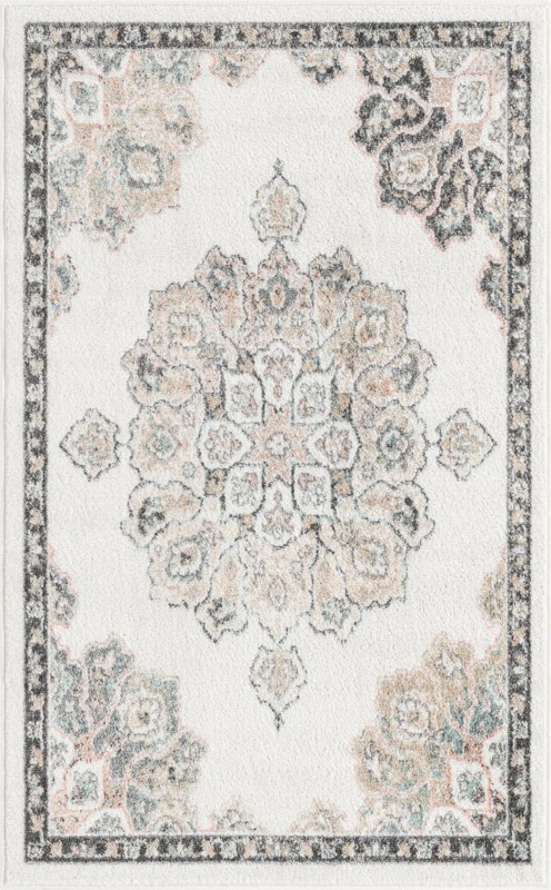 3' 3 x 5' 3 Nettle · Medallion rug, ivory