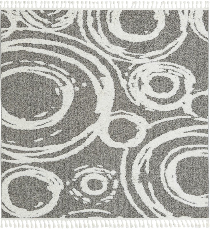 Beech · Abstract circles rug, gray and ivory