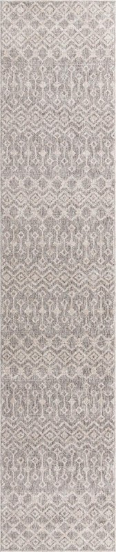 2' 7 x 12' Harlan · Geometric trellis rug, gray and ivory