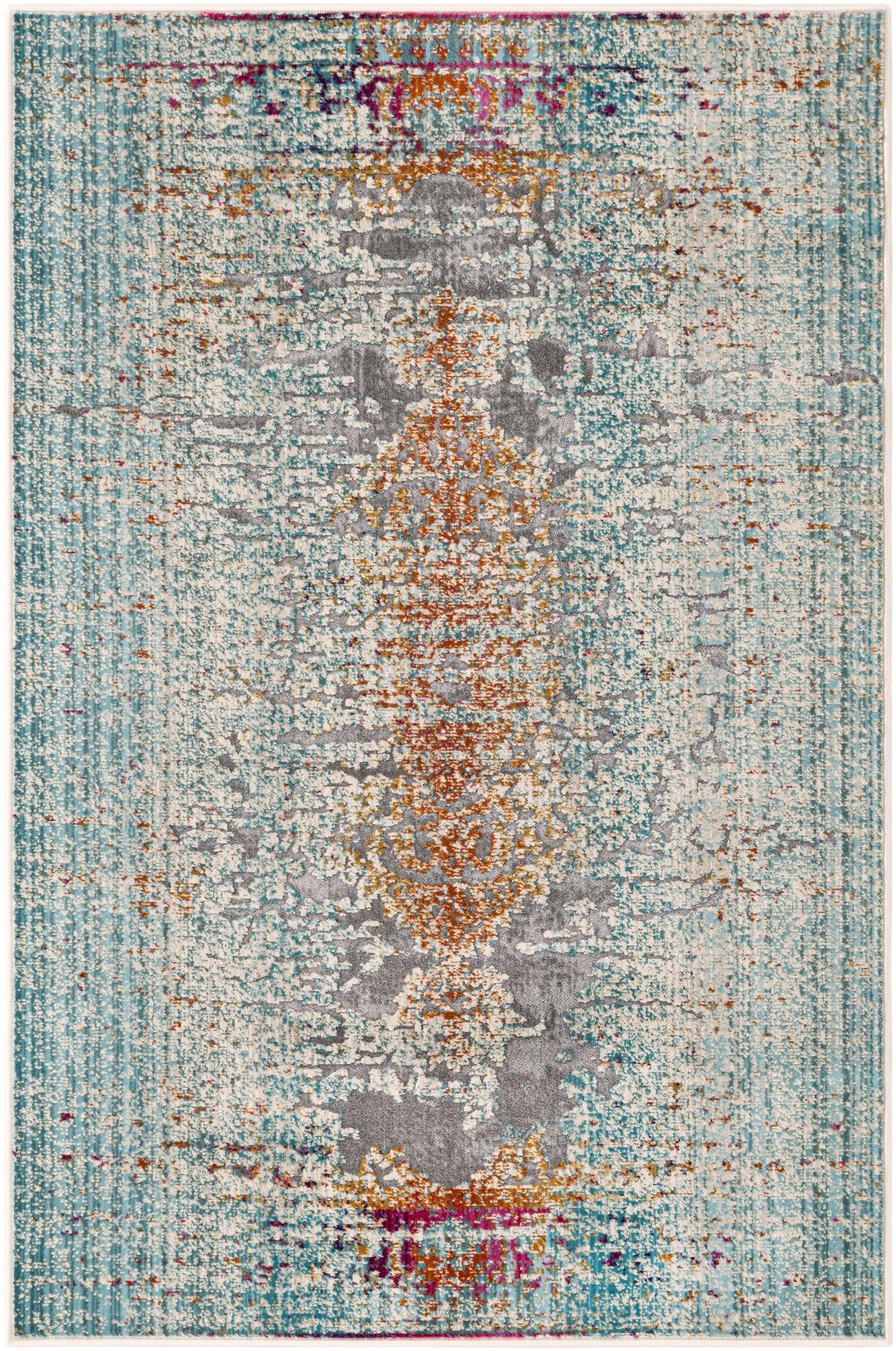3' 7 x 5' 3 Egret · Abstract rug, blue