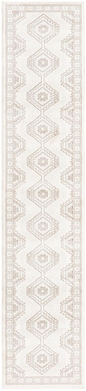 2' x 10' Harmon · Geometric diamond rug, ivory and brown