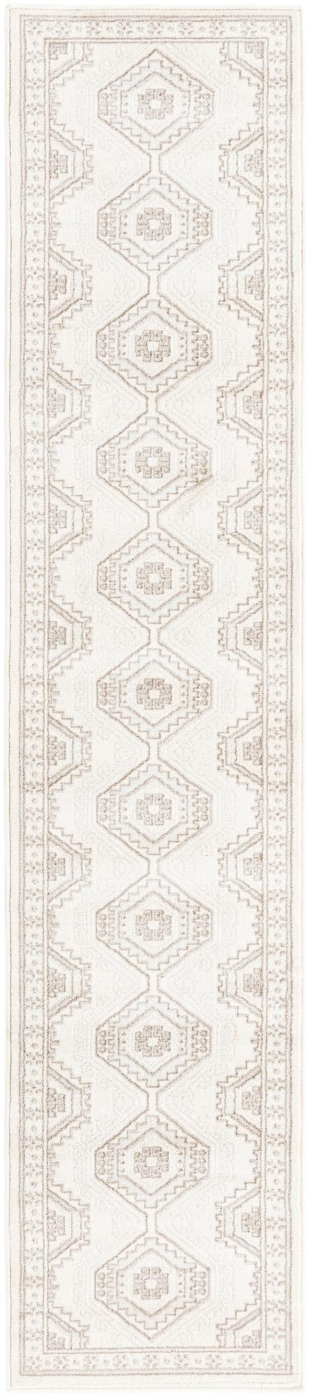 2' x 10' Harmon · Geometric diamond rug, ivory and brown