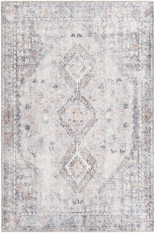4' x 6' Hodges · Diamond medallion rug, ivory and gray
