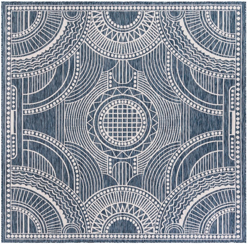 7' 10 x 7' 10 Brough · Border Outdoor Rug, blue