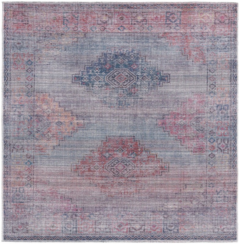 5' 3 x 5' 3 Perley · Geometric medallion Washable Rug, antique blue