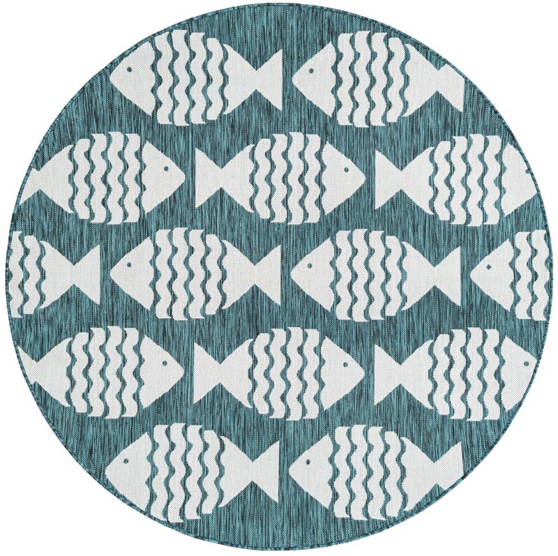 6' 1 x 6' 1 Beresford · Pictoral Outdoor Rug, turquoise